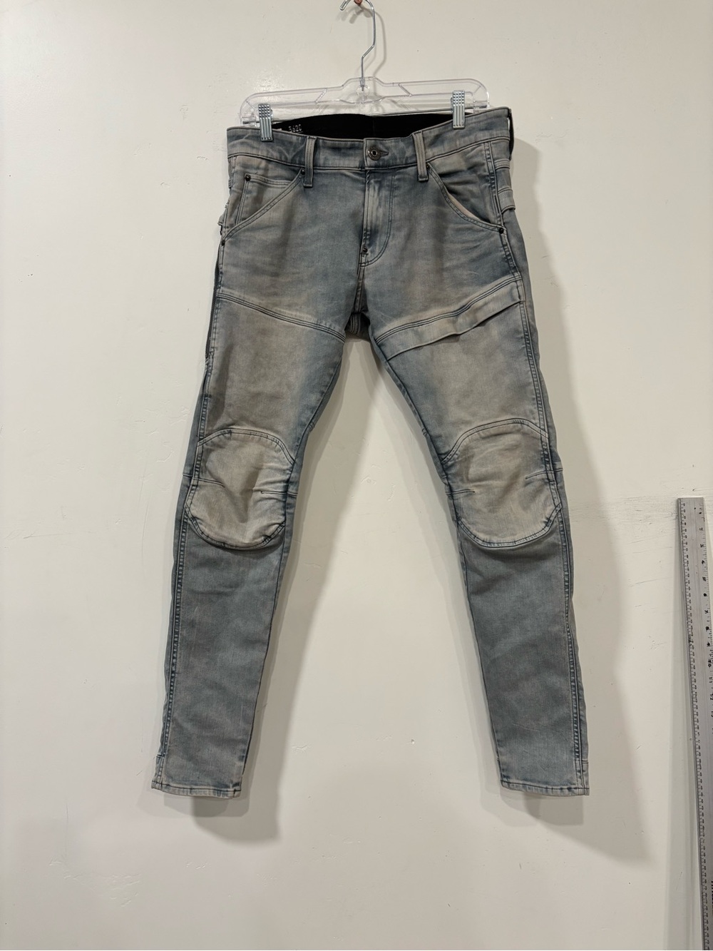 G Star Raw Jeans Mens 31X30 Blue 5620 3D Slim Double Knee Moto Vintage y2k Light